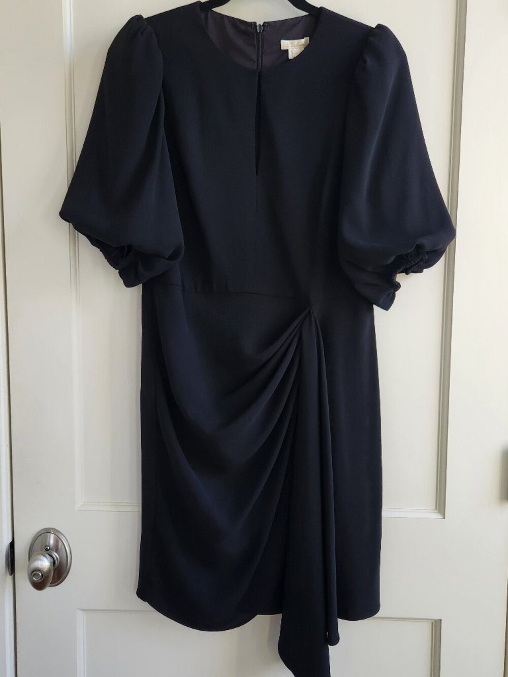 NWT Shoshanna Black Cocktail Dress Size 8 Draped Puff Sleeve Dress